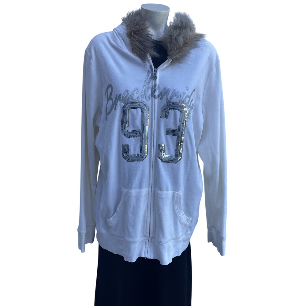 Womens‎ Velvet Size 2 Maurice's Zip Front Fur Hood Breckinridge 93 Off white